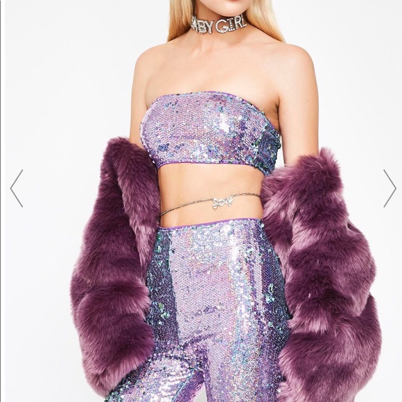 Dolls Kill Pants - Purple Flip Sequin Set